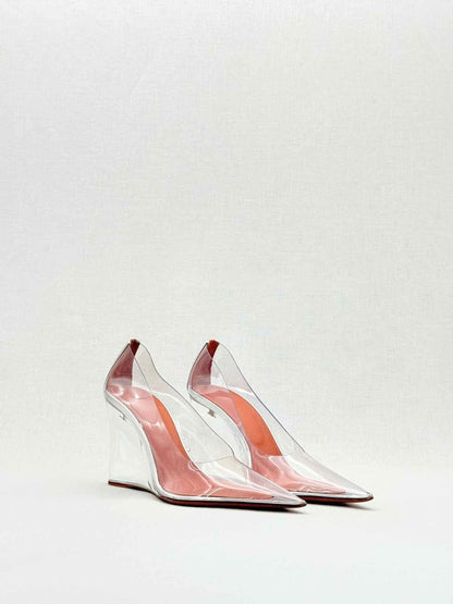 Pre - loved AMINA MUADDI Ane Glass Transparent Size EU 37 Wedges at Reems Closet