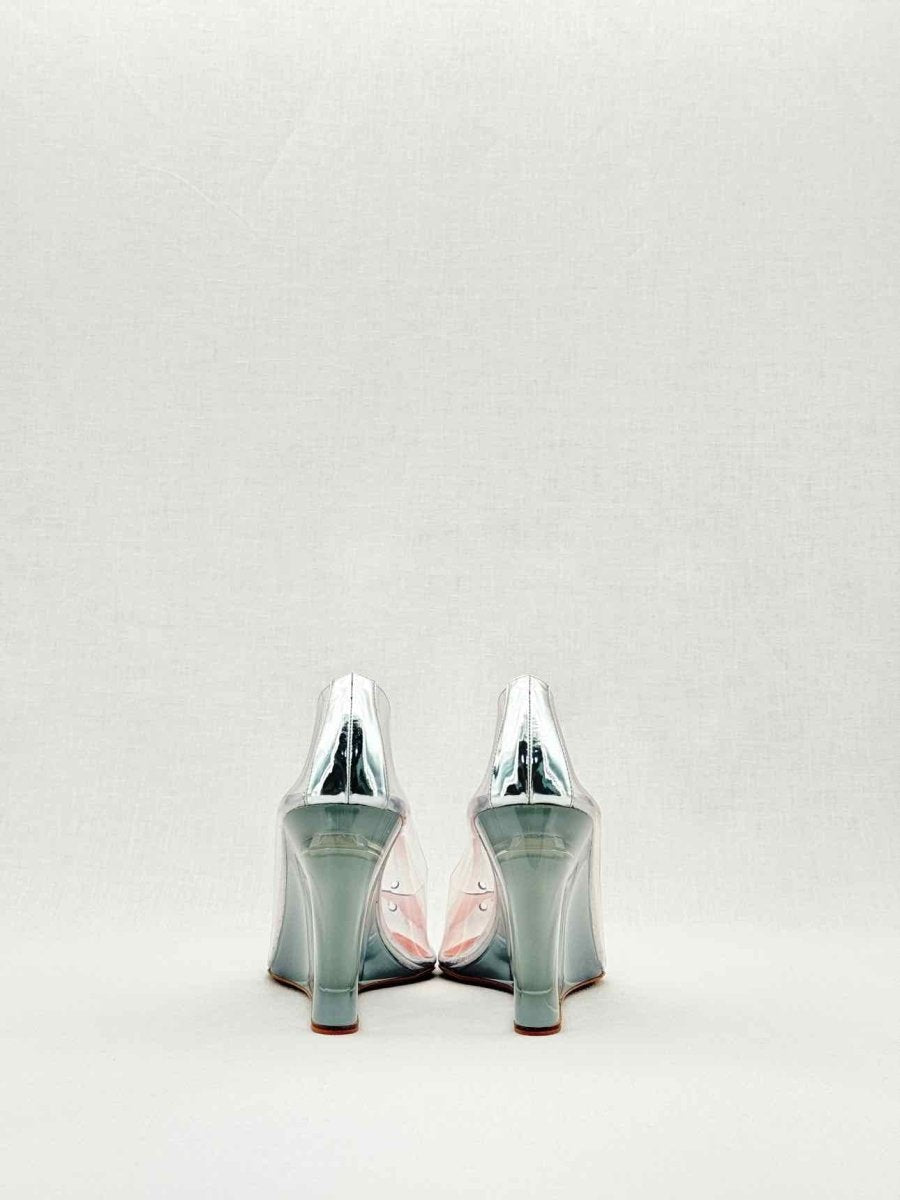 Pre - loved AMINA MUADDI Ane Glass Transparent Size EU 37 Wedges at Reems Closet