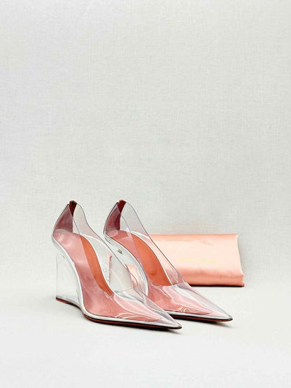 Pre - loved AMINA MUADDI Ane Glass Transparent Size EU 37 Wedges at Reems Closet