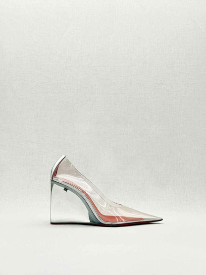 Pre - loved AMINA MUADDI Ane Glass Transparent Size EU 37 Wedges at Reems Closet