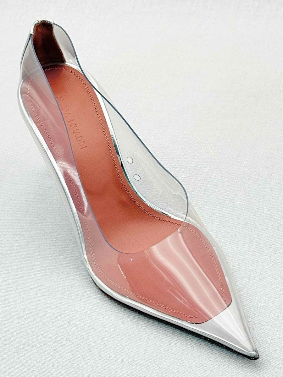 Pre - loved AMINA MUADDI Ane Glass Transparent Size EU 37 Wedges at Reems Closet