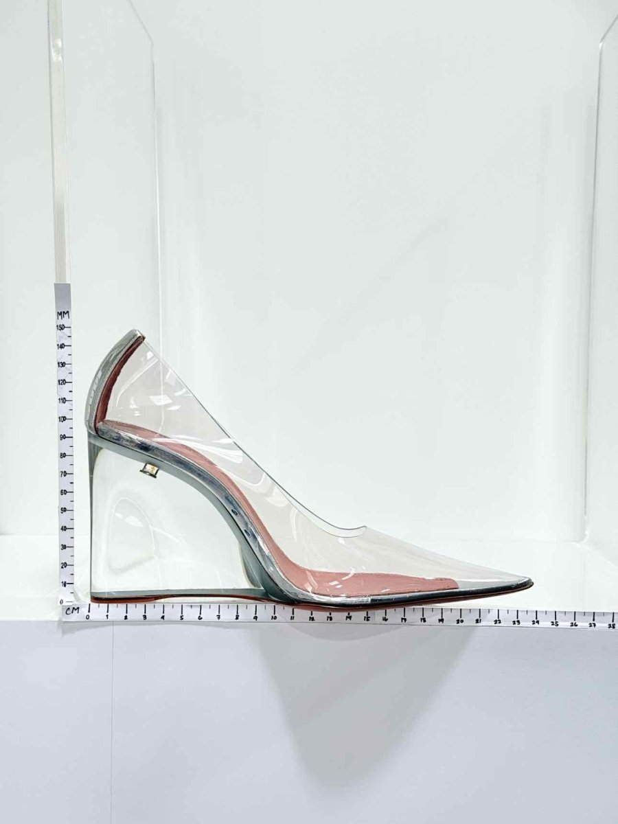 Pre - loved AMINA MUADDI Ane Glass Transparent Size EU 37 Wedges at Reems Closet