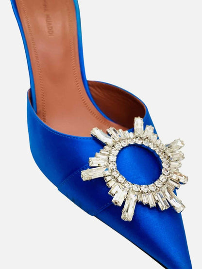 Pre - loved AMINA MUADDI Begum Blue Crystal Embellished Mules at Reems Closet