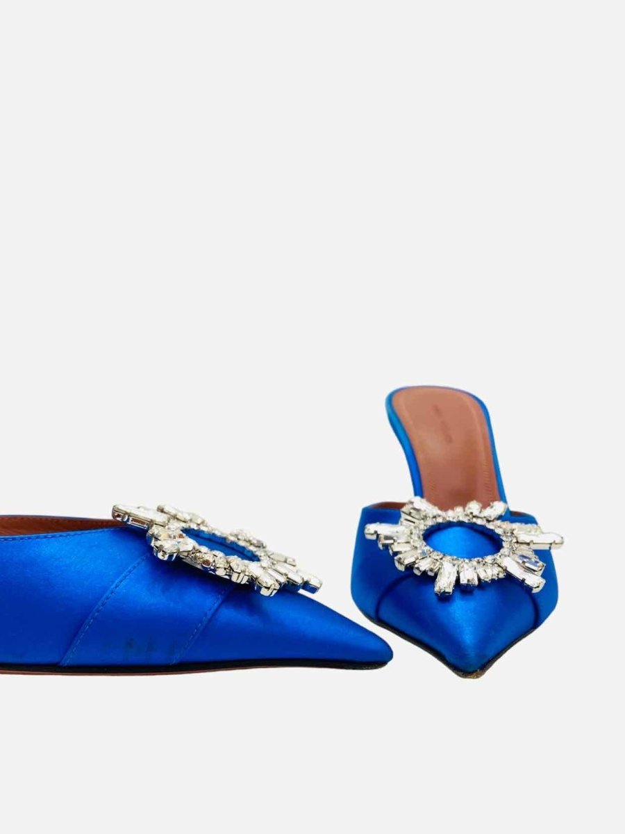 Pre - loved AMINA MUADDI Begum Blue Crystal Embellished Mules at Reems Closet