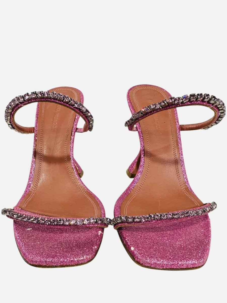 Pre - loved AMINA MUADDI Gilda Slipper Metallic Pink Mules 37.5 at Reems Closet