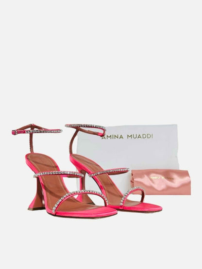 Pre - loved AMINA MUADDI Glida Pink Heeled Sandals 39 at Reems Closet