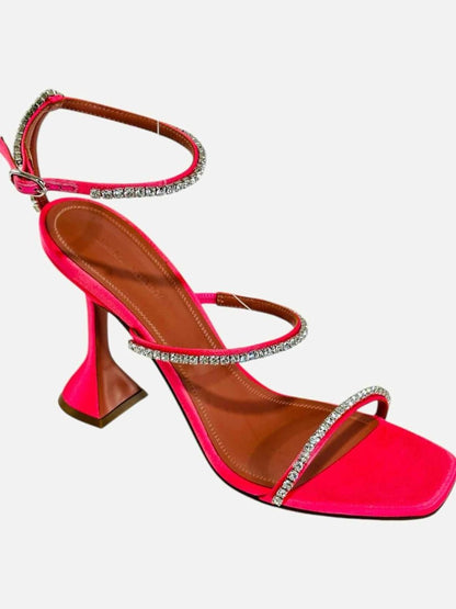 Pre - loved AMINA MUADDI Glida Pink Heeled Sandals 39 at Reems Closet