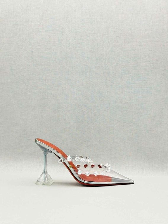 Pre-loved AMINA MUADDI Julia Silver Size EU 37 Mules at Reems Closet