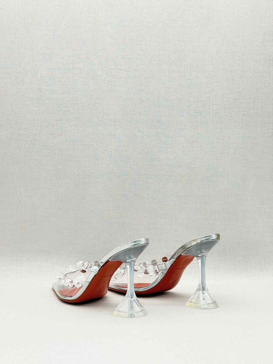 Pre-loved AMINA MUADDI Julia Silver Size EU 37 Mules at Reems Closet