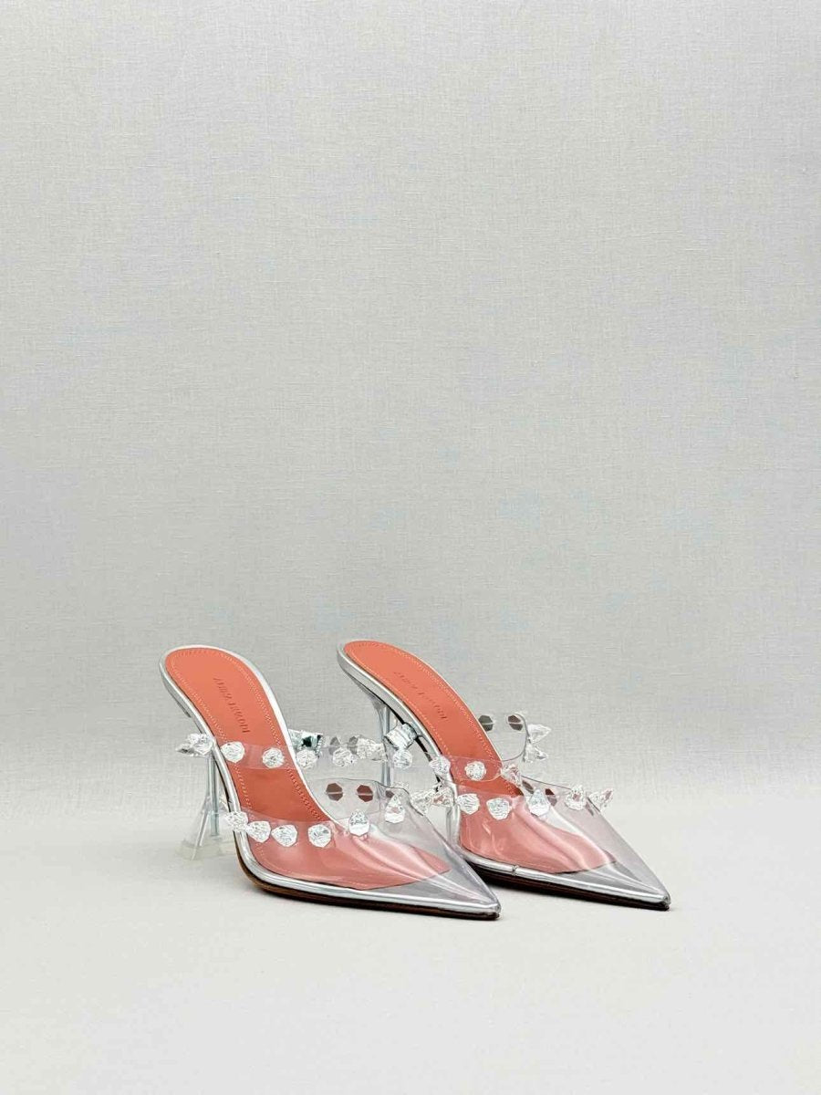 Pre-loved AMINA MUADDI Julia Silver Size EU 40 Mules at Reems Closet
