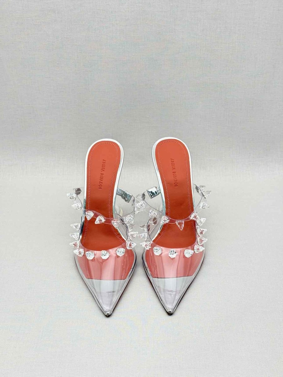 Pre-loved AMINA MUADDI Julia Silver Size EU 40 Mules at Reems Closet