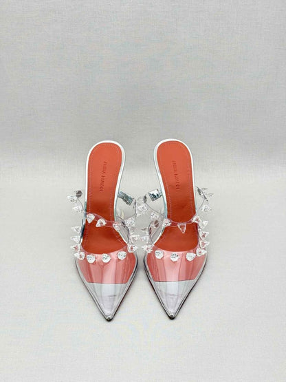 Pre-loved AMINA MUADDI Julia Silver Size EU 40 Mules at Reems Closet