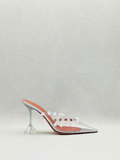 Pre-loved AMINA MUADDI Julia Silver Size EU 40 Mules at Reems Closet