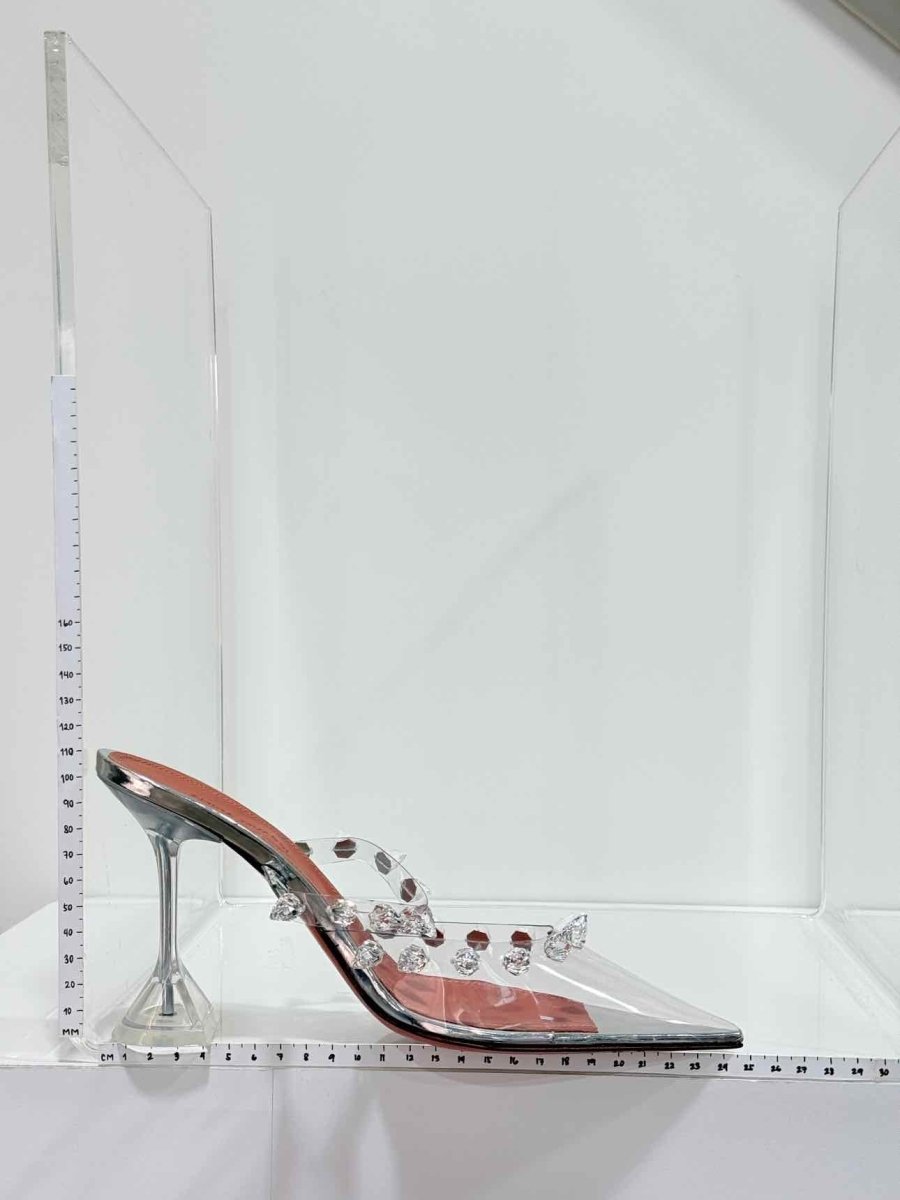Pre-loved AMINA MUADDI Julia Silver Size EU 40 Mules at Reems Closet