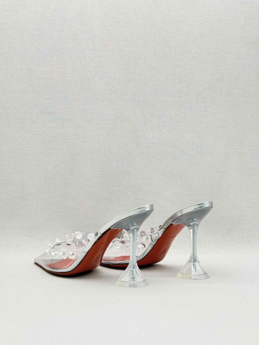 Pre-loved AMINA MUADDI Julia Silver Size EU 40 Mules at Reems Closet