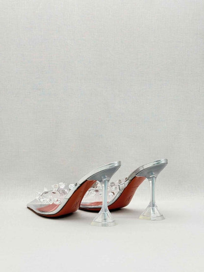 Pre-loved AMINA MUADDI Julia Silver Size EU 40 Mules at Reems Closet