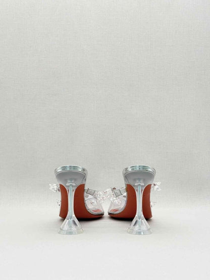 Pre-loved AMINA MUADDI Julia Silver Size EU 40 Mules at Reems Closet