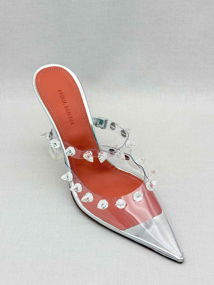 Pre-loved AMINA MUADDI Julia Silver Size EU 40 Mules at Reems Closet