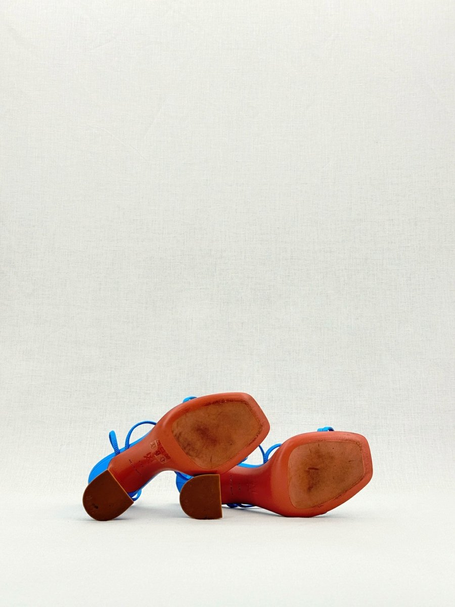 Pre - loved AMINA MUADDI Naima Blue Size EU 36.5 Heeled Sandals at Reems Closet