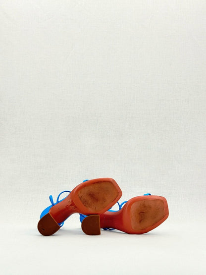 Pre - loved AMINA MUADDI Naima Blue Size EU 36.5 Heeled Sandals at Reems Closet