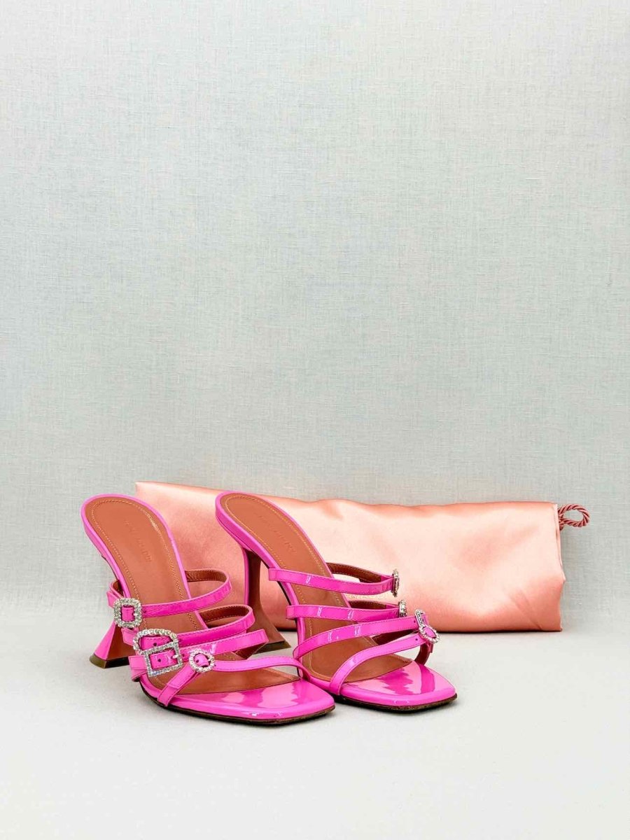 Pre - loved AMINA MUADDI Pink Strappy Size EU 38.5 Heeled Sandals at Reems Closet