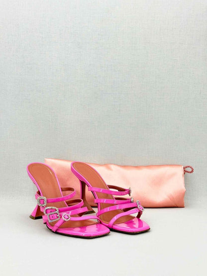 Pre - loved AMINA MUADDI Pink Strappy Size EU 38.5 Heeled Sandals at Reems Closet