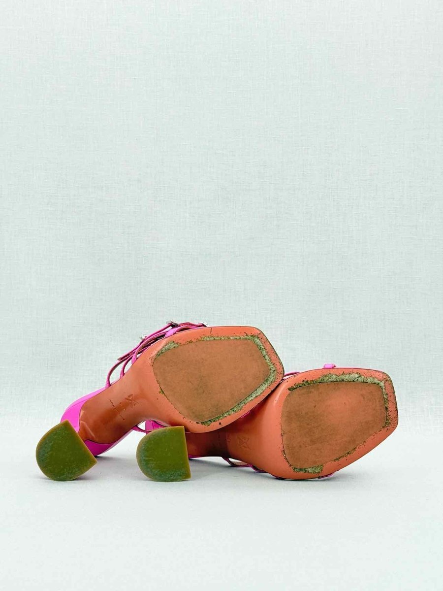 Pre - loved AMINA MUADDI Pink Strappy Size EU 38.5 Heeled Sandals at Reems Closet