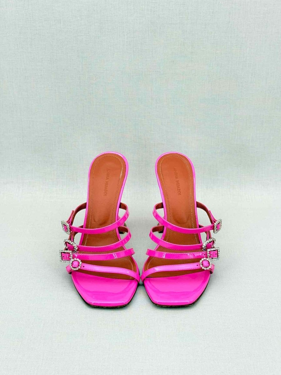 Pre - loved AMINA MUADDI Pink Strappy Size EU 38.5 Heeled Sandals at Reems Closet