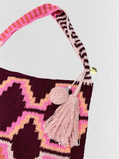 Pre-loved AMONG EQUALS Hibiscus Pink Multicolor Shoulder Bag at Reems Closet