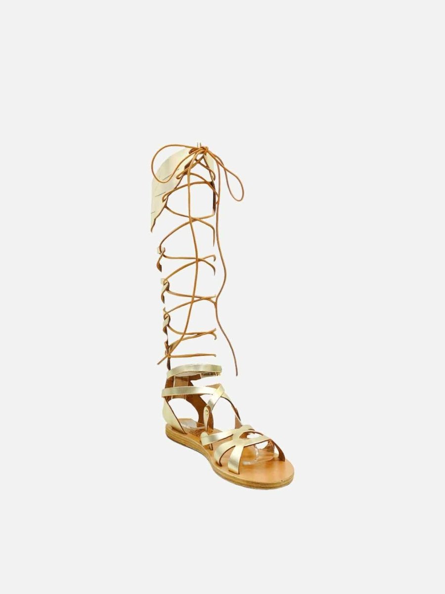 Pre - loved ANCIENT GREEK SANDALS Metallic Gold Size EU 37 Sandals at Reems Closet