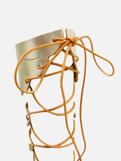 Pre - loved ANCIENT GREEK SANDALS Metallic Gold Size EU 37 Sandals at Reems Closet