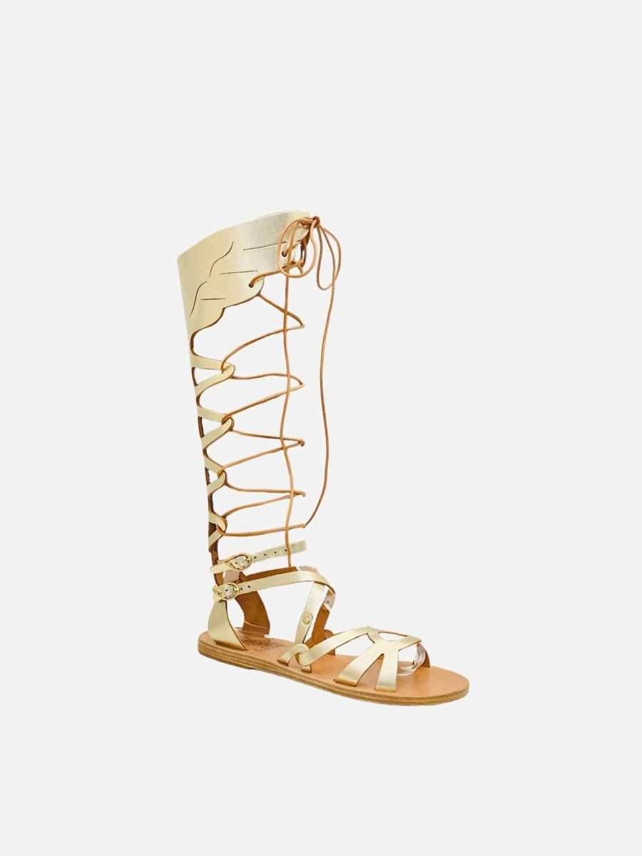 Pre - loved ANCIENT GREEK SANDALS Metallic Gold Size EU 37 Sandals at Reems Closet