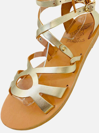 Pre - loved ANCIENT GREEK SANDALS Odyssey Metallic Gold Sandals 37 at Reems Closet