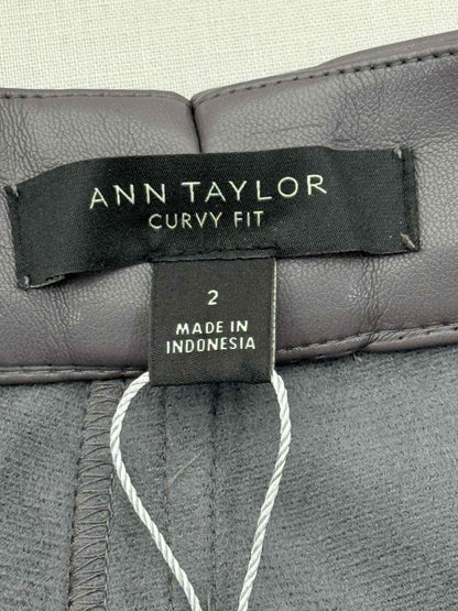 Pre - loved ANN TAYLOR Faux Leather Dark Grey Size US 2 Pants at Reems Closet