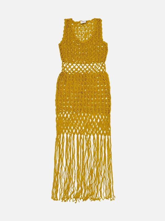 Pre - loved ANNA KOSTUROVA Gypsy Mustard Midi Dress at Reems Closet