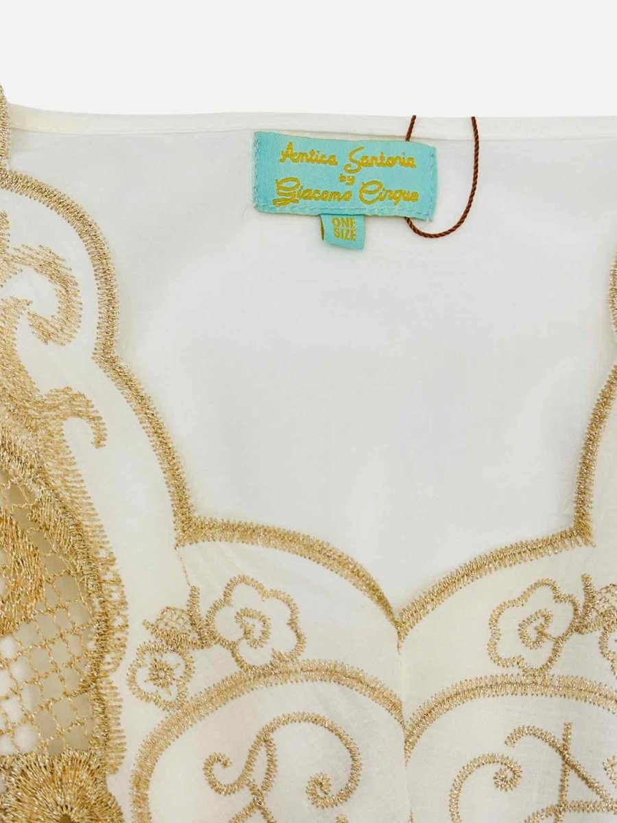 Pre - loved ANTICA SARTORIA White & Gold Embroidered Coverup at Reems Closet