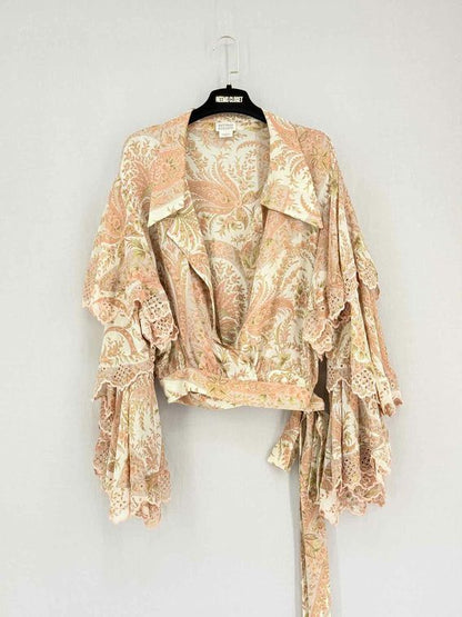 Pre-loved ANTONIO BERARDI Cream Multicolor Size US 6 Blouse at Reems Closet