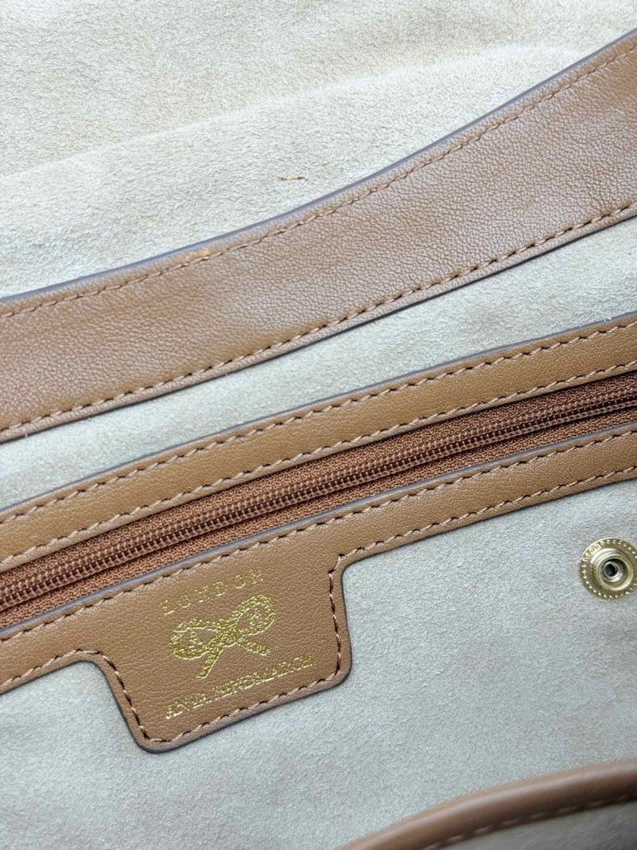 Pre - loved ANYA HINDMARCH Brown Clutch at Reems Closet