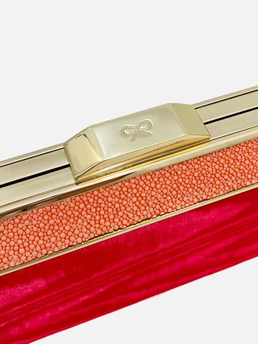 Pre-loved ANYA HINDMARCH Duke Red & Orange Stingray Clutch from Reems Closet