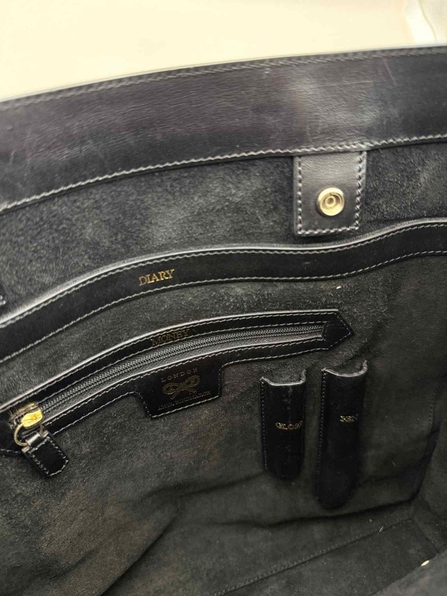 Pre-loved ANYA HINDMARCH Vintage Black Tote Bag at Reems Closet