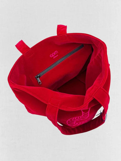 Pre - loved APM MONACO Red Snake Print Tote Bag at Reems Closet