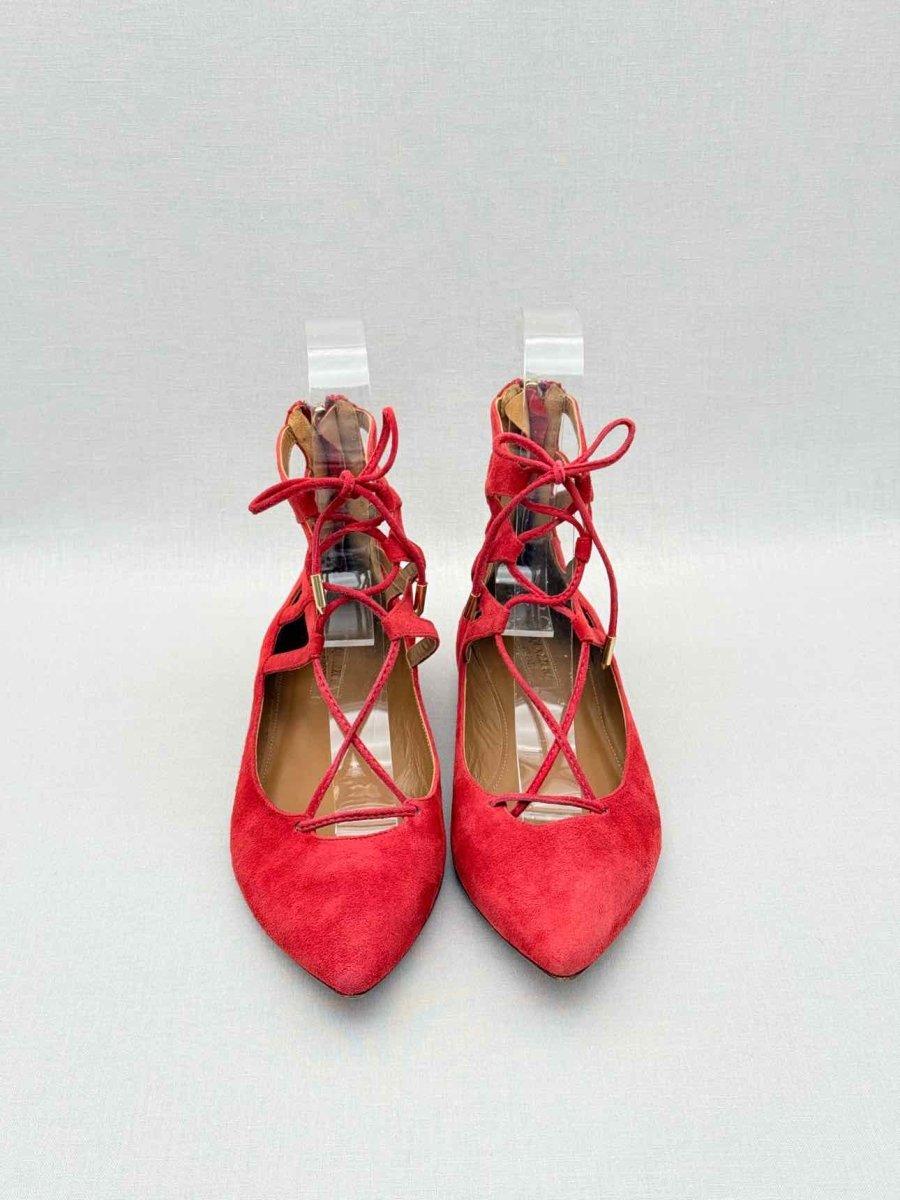 Pre - loved AQUAZZURA Belgravia Red Size EU 38 Flats at Reems Closet