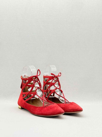 Pre - loved AQUAZZURA Belgravia Red Size EU 38 Flats at Reems Closet