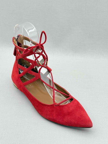 Pre - loved AQUAZZURA Belgravia Red Size EU 38 Flats at Reems Closet