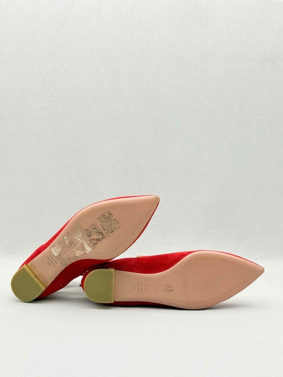 Pre - loved AQUAZZURA Belgravia Red Size EU 38 Flats at Reems Closet