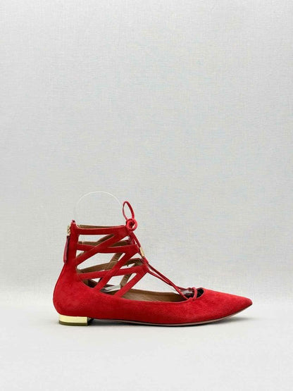 Pre - loved AQUAZZURA Belgravia Red Size EU 38 Flats at Reems Closet