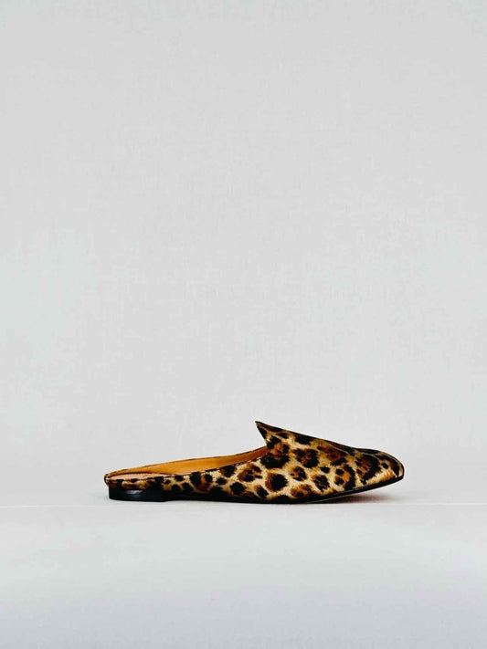 Pre - loved AQUAZZURA Brown & Beige Leopard Print Flat Shoes 39.5 at Reems Closet