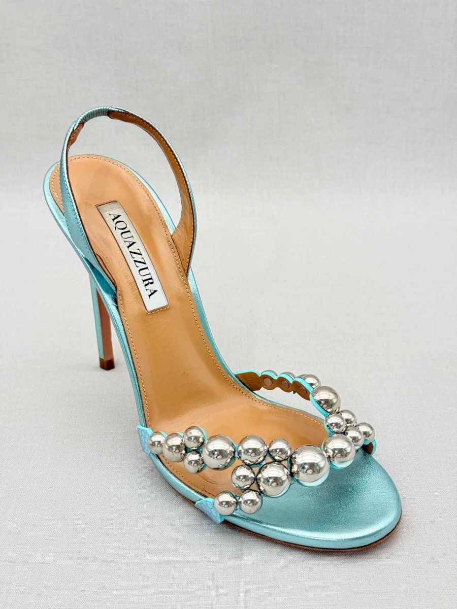 Pre - loved AQUAZZURA Bubbles Aqua Size EU 38 Slingbacks at Reems Closet