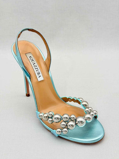 Pre - loved AQUAZZURA Bubbles Aqua Size EU 38 Slingbacks at Reems Closet