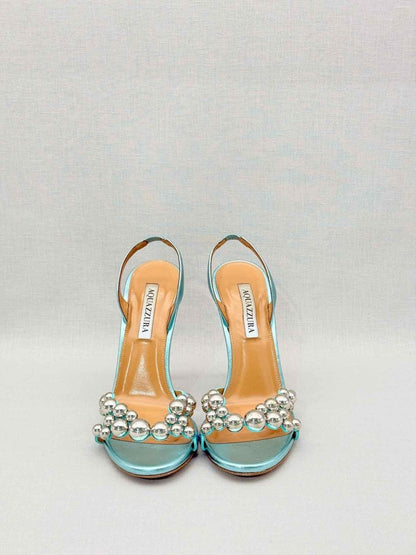 Pre - loved AQUAZZURA Bubbles Aqua Size EU 38 Slingbacks at Reems Closet